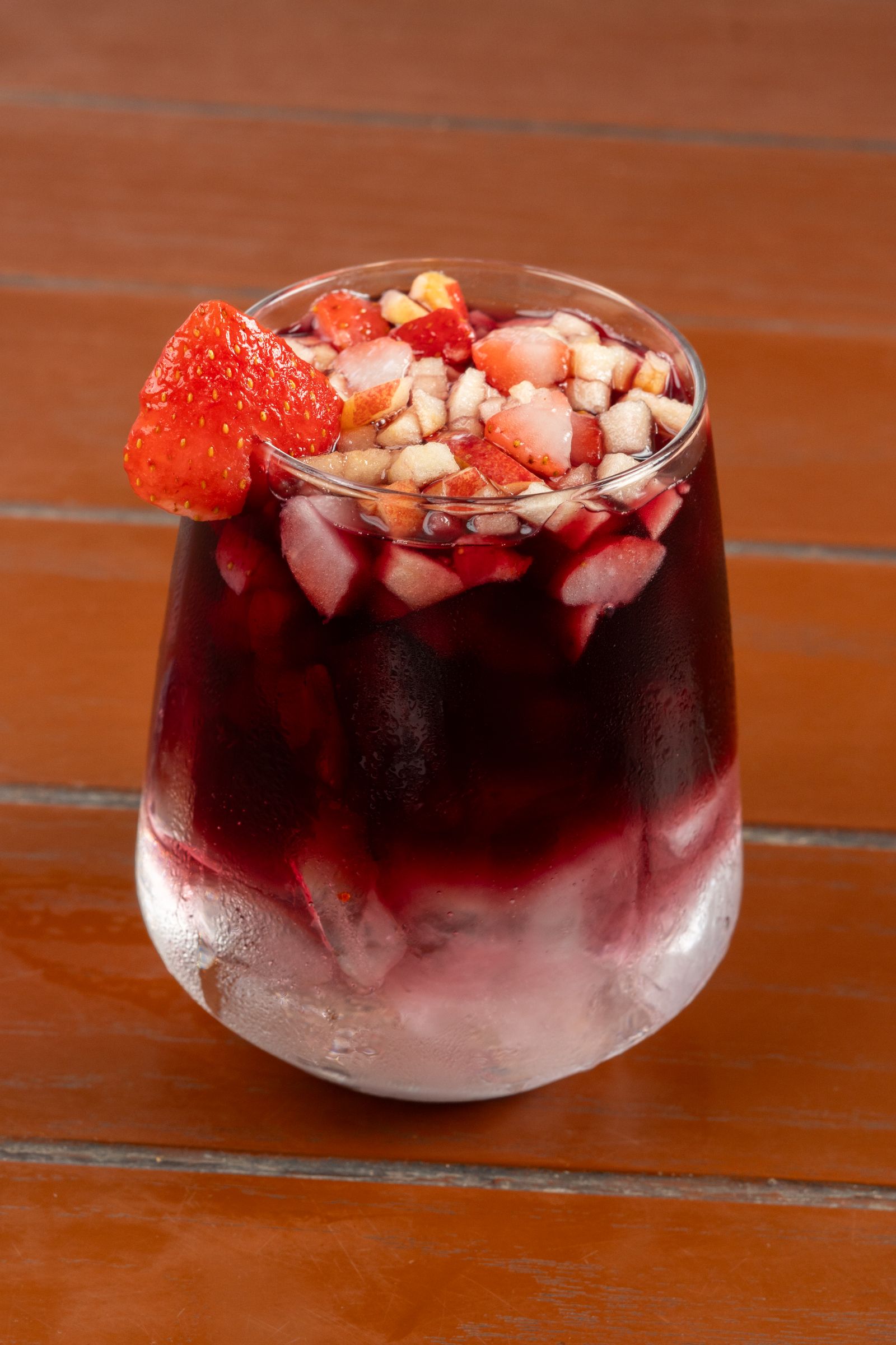Pitcher of strawberry sangria with fresh mint