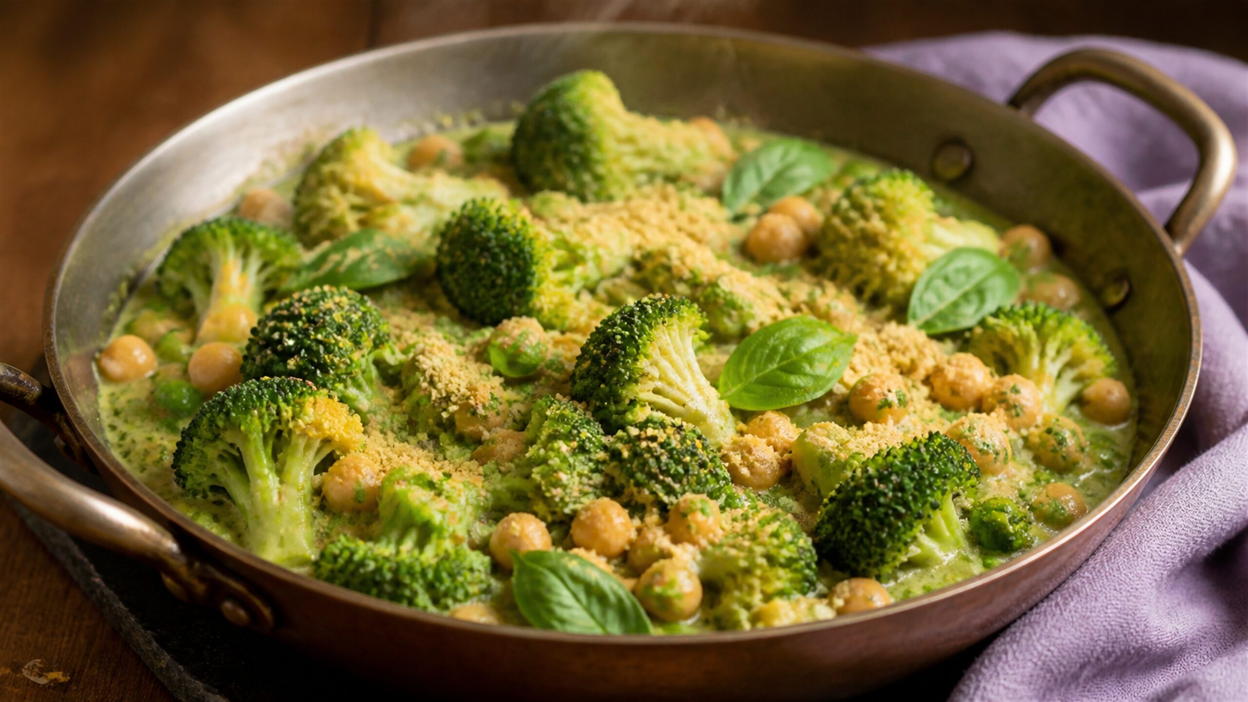 Creamy Broccoli and Chickpea Skillet