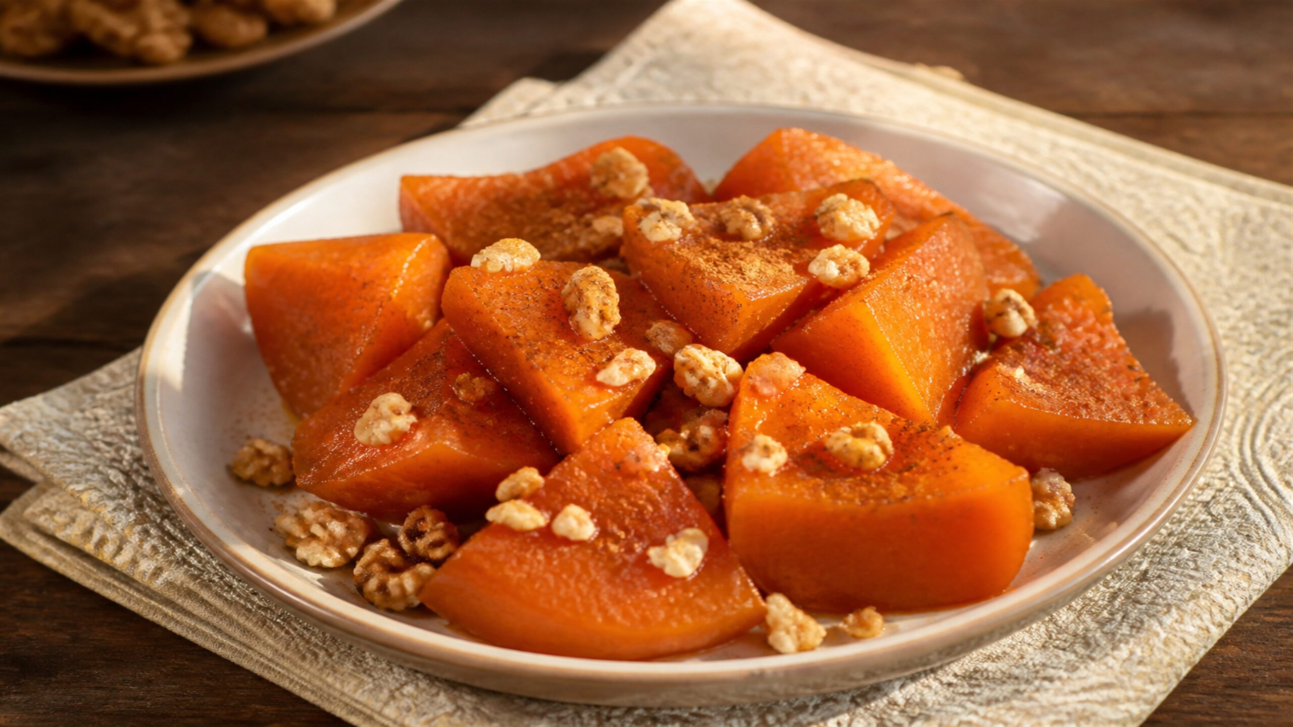 Shirini candied winter squash with walnuts and cinnamon
